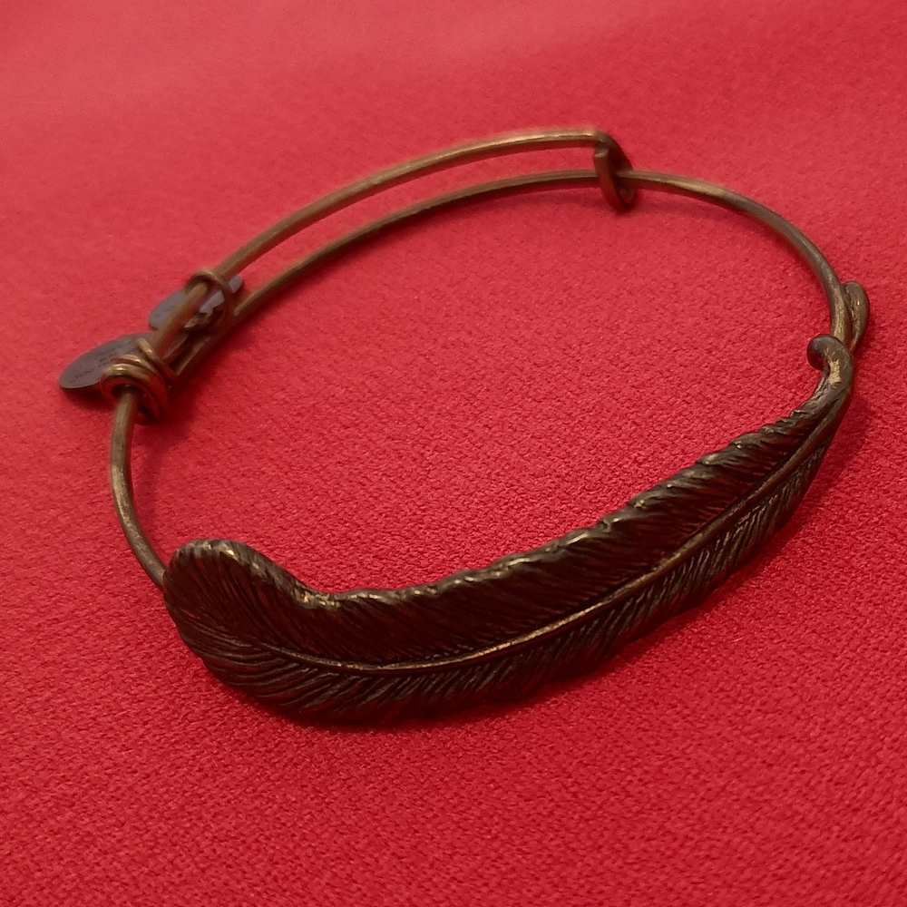 Alex and Ani Bronze Feather Adjustable Bangle